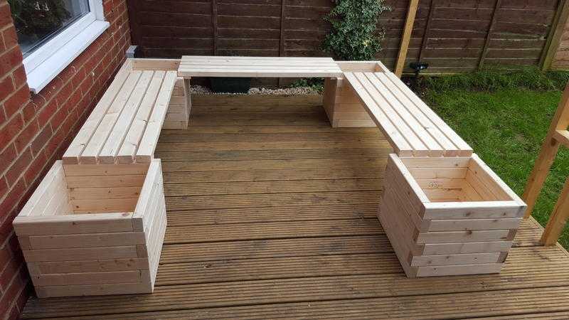 new handmade wooden garden benches with planters U shape in Luton