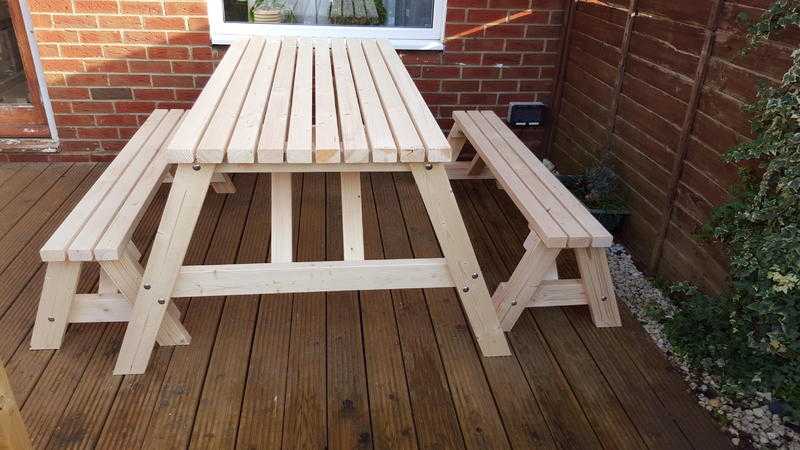 new handmade wooden garden tableampbench set