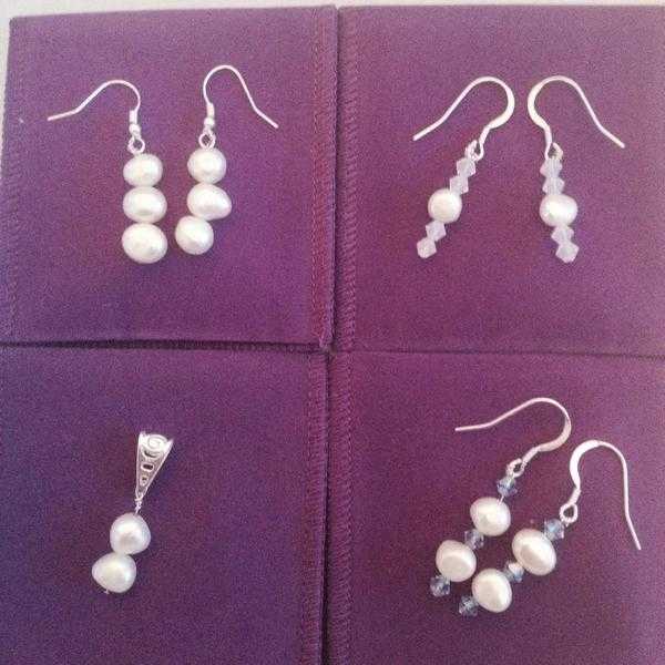New jewelry freshwater pearls sterling silver and Swarovski crystal
