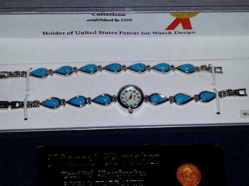 NEW - Marcel Drucker Collection - Ladies Turquoise Watch amp Bracelet Set