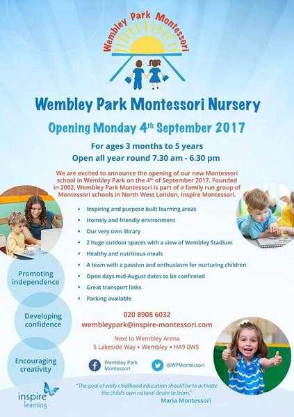 NEW MONTESSORI SCHOOL OPENING IN WEMBLEY PARK ON THE 4TH OF SEPTEMBER