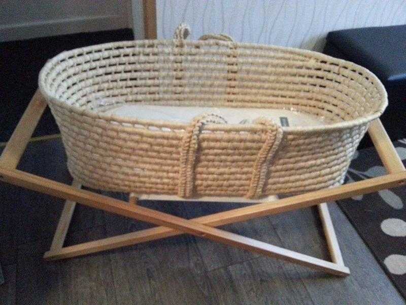 New Moses Basket, Folding Stand, Hood Bar and Mattress