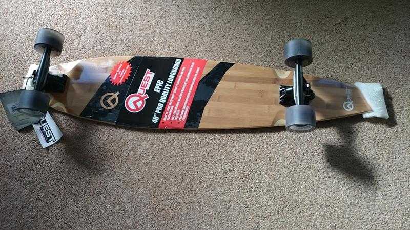 New Quest Epic 40quot Pro Quality Pintail Longboard Banboo amp Maple Deck Skateboard