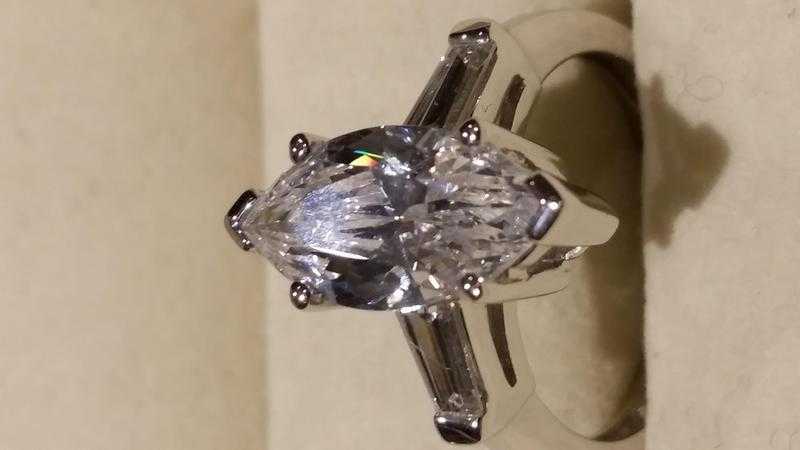 NEW - Sterling Silver Marquise Cubic Zirconia Ring