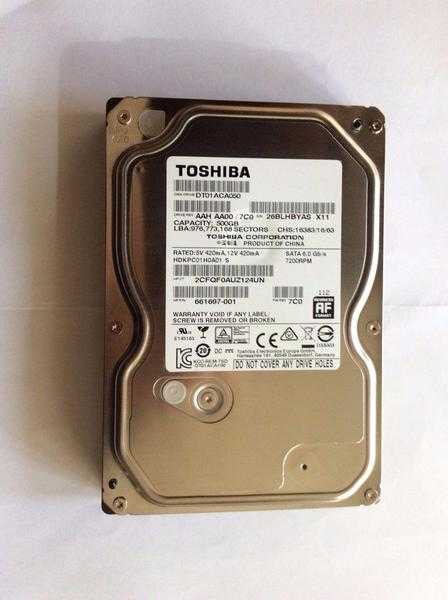 NEW Toshiba 500Gb (DT01ACA050) 7200rpm 6Gbs 3.5 inch 32Mb Hard Drive - ( I have 5 units for sale)