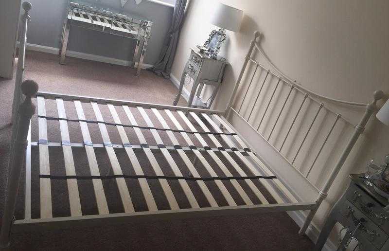 Next cream double bed frame