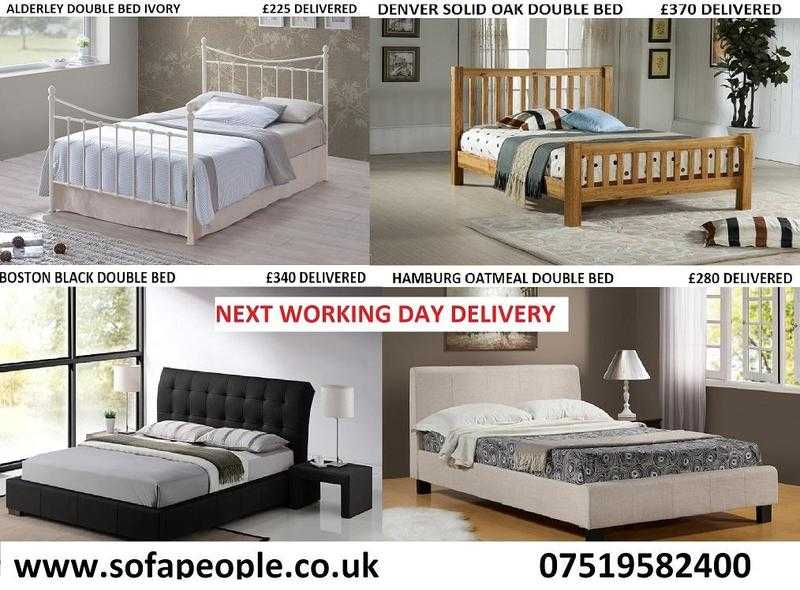 NEXT DAY DELIVERY SINGLE AND DOUBLE BEDS METAL WOOD LEATHER BED