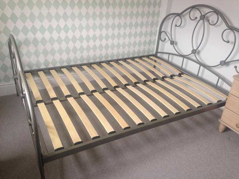 NEXT DECORATIVE SILVER METAL DOUBLE BEDSTEAD