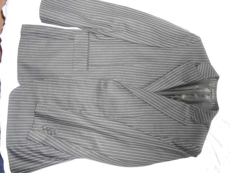 Next Mens Suit BlackGrey Pinstripe