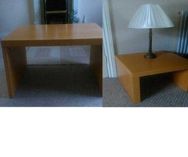 NEXT rectangular coffee table in Beech with 2 matching square lamp tables  NORTHANTS