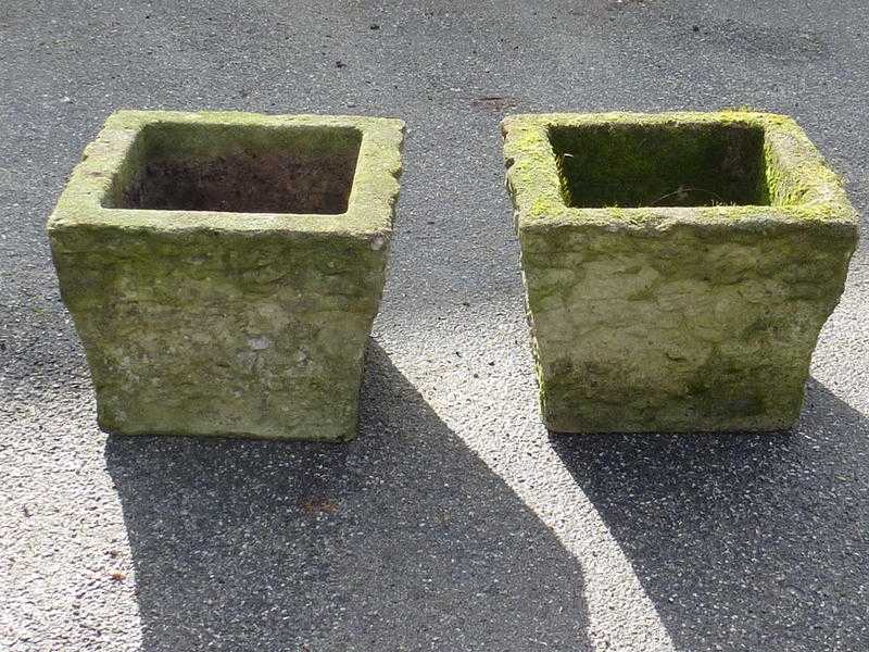 Nice Pair of Vintage Cast Stone Garden Planters Garden Pots Nobbly Design