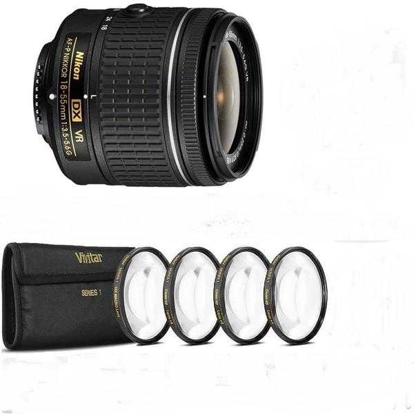 Nikon AF-P DX NIKKOR VR Lens for Nikon DSLR Cameras w 55mm Close-Up Macro Lens