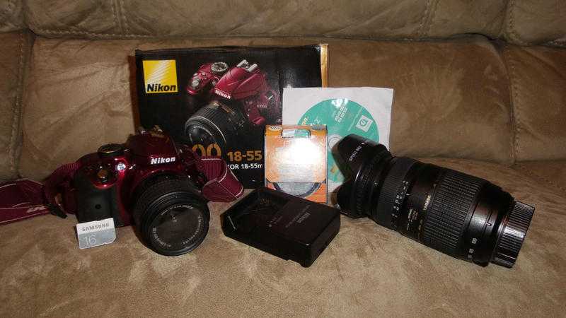 Nikon d3300 dslr camera with 18-55mm lens and tamron 70-300mm lens and accessories