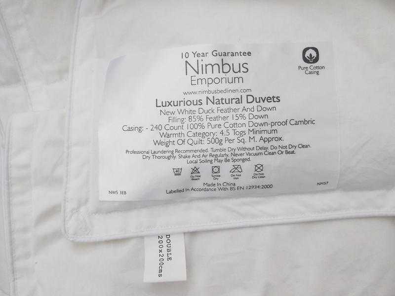 Nimbus Emporium Duck Feather and Down DOUBLE Duvet 4.5 Tog