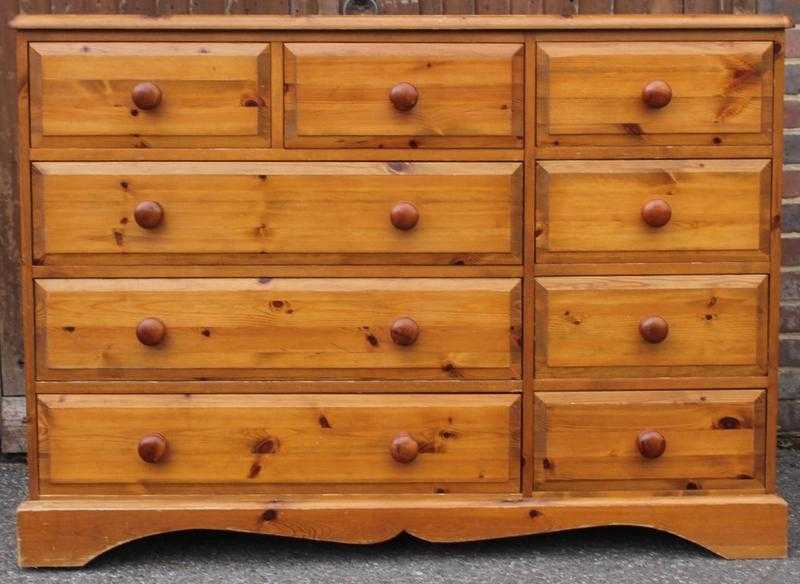 Nine Drawer Honey Pine Chest