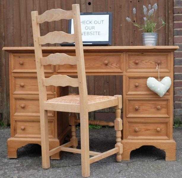 Nine Drawer Pine Desk