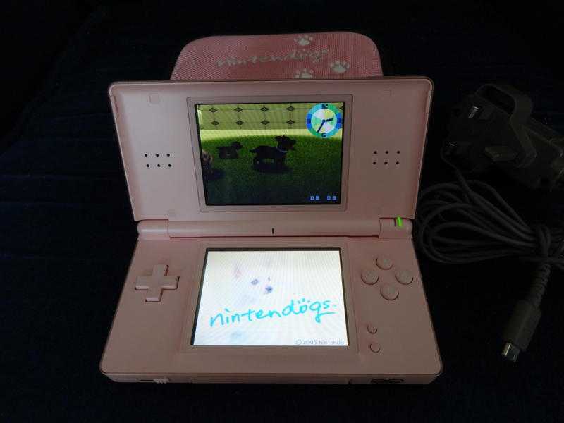 Nintendo DS Lite Games Console  Nintendogs Game, Case amp Charger