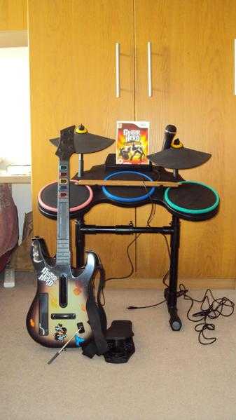 Nintendo WII Guitar Heros amp Drum kit plus World Tour game