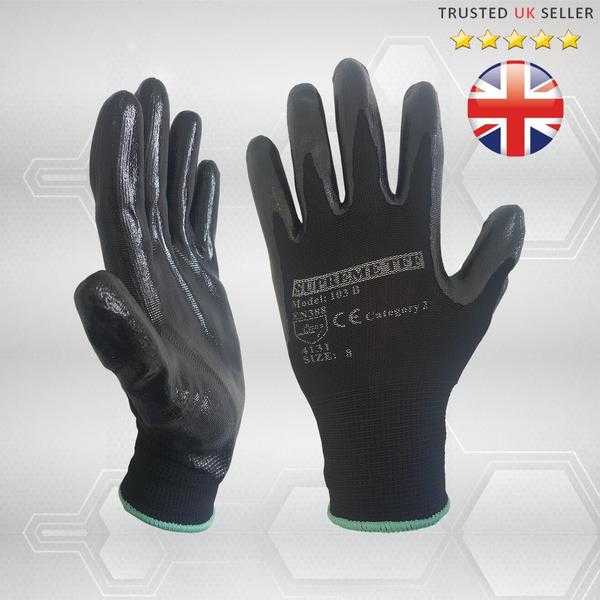 NITRILE COATED WORK GLOVES GRIP BUILDERS MECHANIC CONSTRUCTION