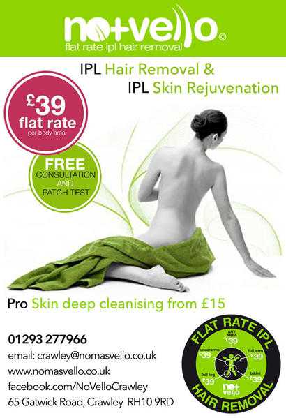 NoVello Crawley Leaders in Flat Rate IPL Hair Removal, Skin Rejuvenation and ProSkin Facials