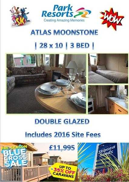 NOW JUST 11,995  Atlas Moonstone  12 Month Site  BridlingtonScarborough  Indoor Pool   Includes 2016 Site Fees