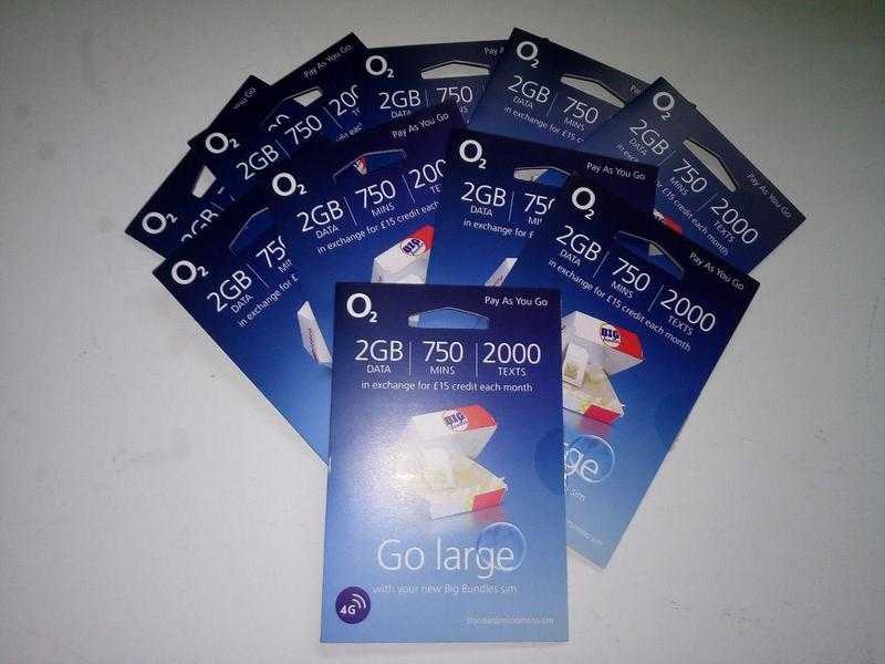 O2 02 Sim Cards On Any Tariff Sold Single Or Bundles Of 10