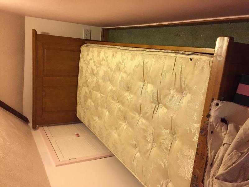 Oak bed frame and mattress (single)