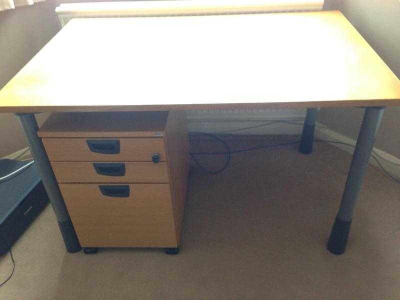 Oak desk and separate filing drawer unit