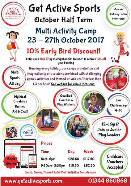 October Half Term Multi Activity Holiday Camp