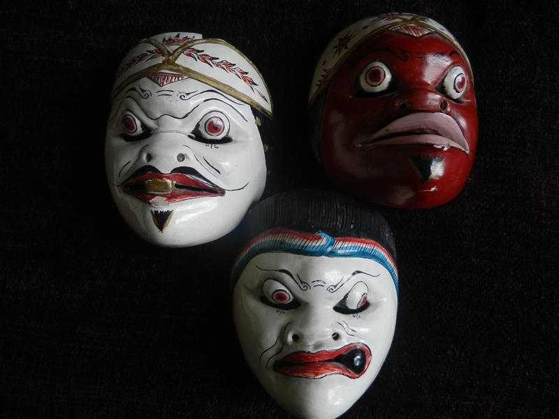 Old Indonesian carved masks