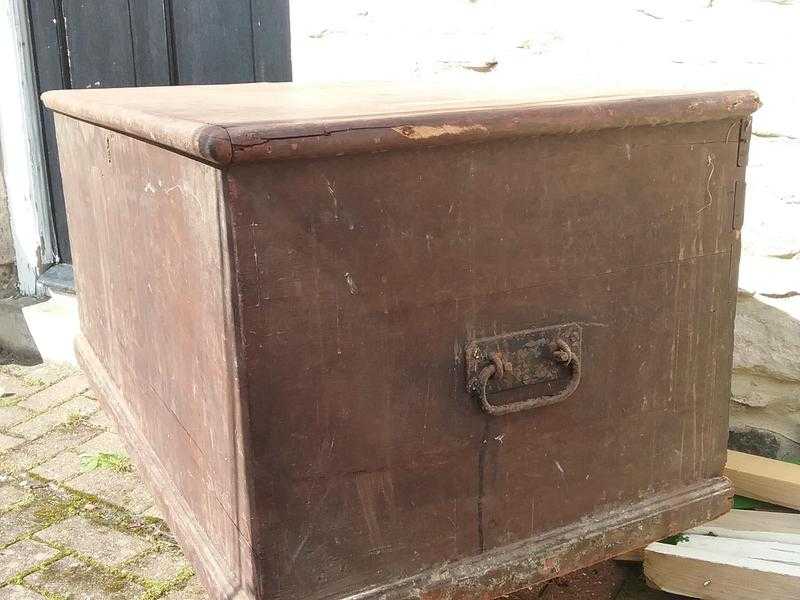 Old Pine Chest with candle box