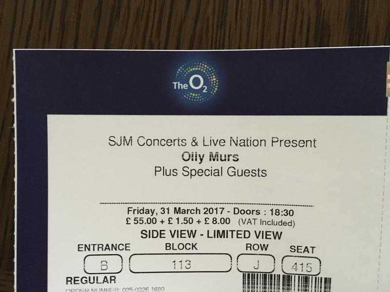 Ollie Murs concert tickets x 2 Friday 31st March