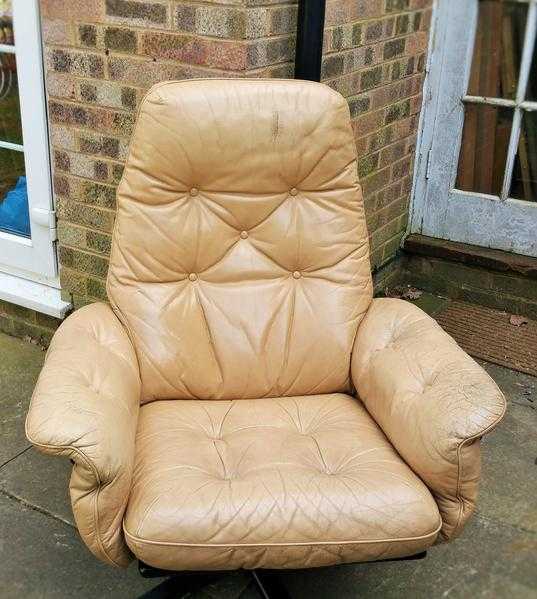 Original G Plan real leather Swivel Armchair vintage 1960s