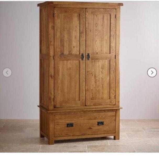 Original Rustic Solid Oak Double Wardrobe - brand new