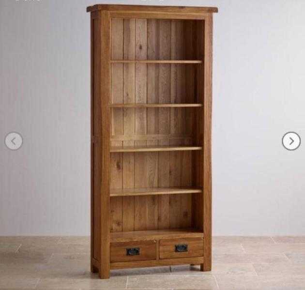 Original Rustic Solid Oak Tall Bookcase