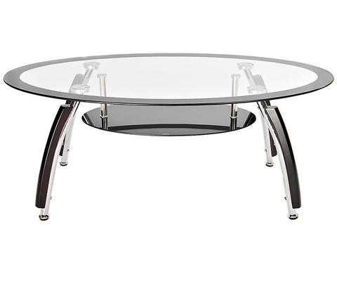 Oval Glass Coffee Table Black Trim