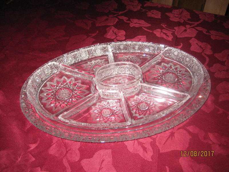 Oval Glass Tray and Seven Glass dishes