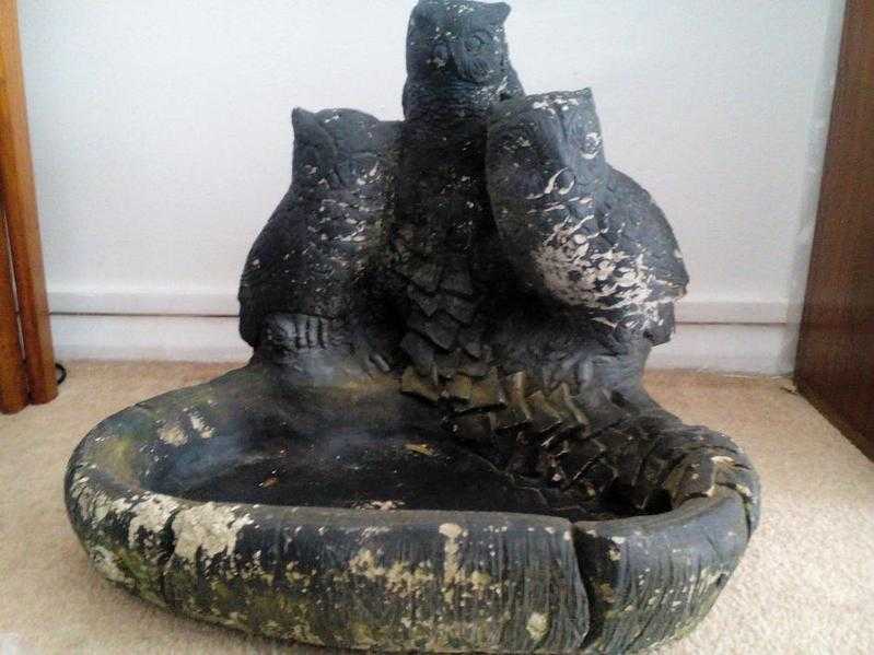 Owl Free Standing Stone Bird Bath