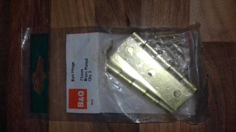 PACK OF THREE BRASS BUTT HINGES FROM BampQ FOR SALE