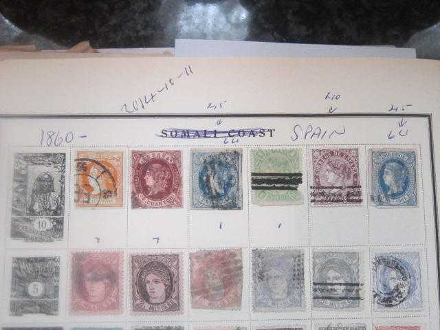 page of 12 spain 1860-1870 mint and used stamps fair to very good condition