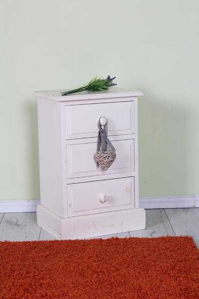 PAINTED BEDSIDE TABLE 3 DRAWERS SOLID THROUGHOUT - UK WIDE DELIVERY AVAILABLE