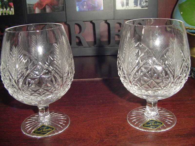 Pair Crystal Brandy Glasses