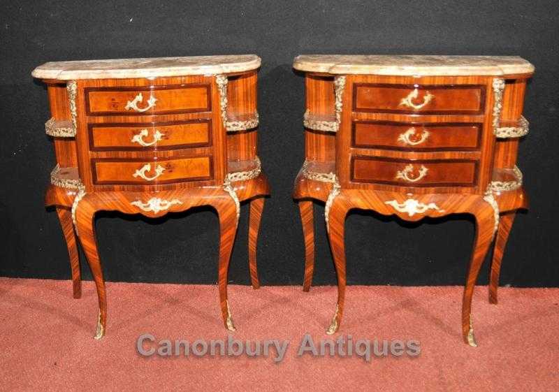 Pair French Empire Bedside Cabinets Chests Nightstands