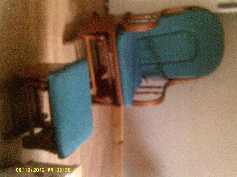 pair of rocking chairs with matching rocking foot stool