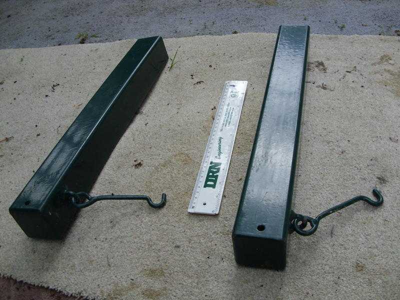 Pair of Short Metal Garden Posts with Retainer Hooks