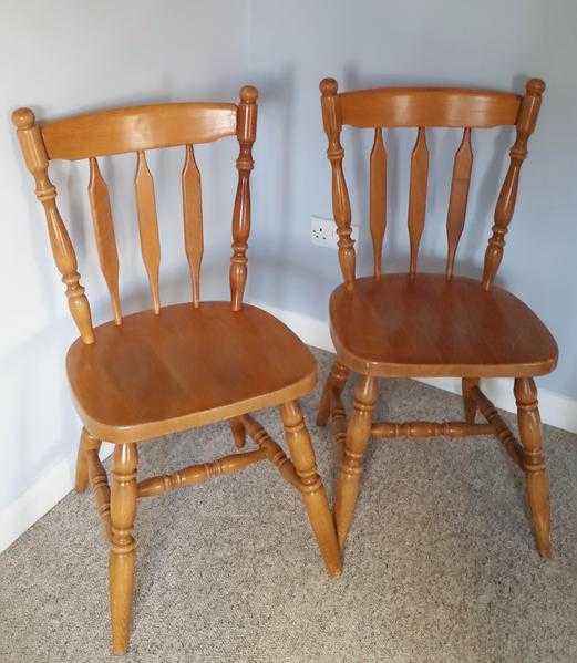 Pair of Solid Beech Wooden Chairs