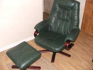 Pair of tub chairs with foot stools, very clean