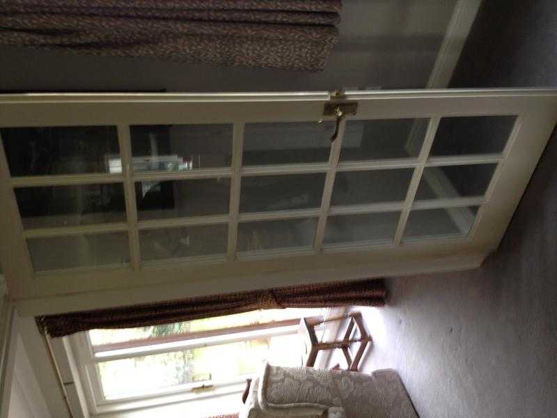 Paired internal glazed double white painted glazed doors in excellent condition