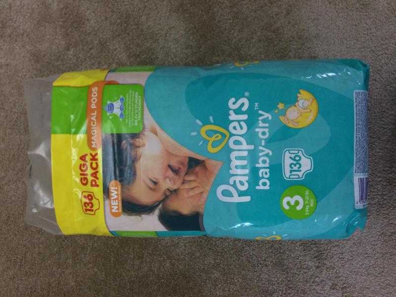 Pampers Baby Dry Size 3 midi. 136 giga pack