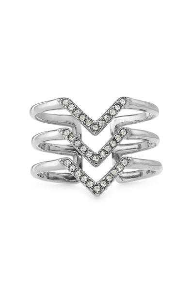 Pav Chevron Ring - Silver